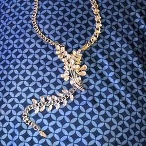 BETSEY Art Deco silver& rhinestone chunky necklace